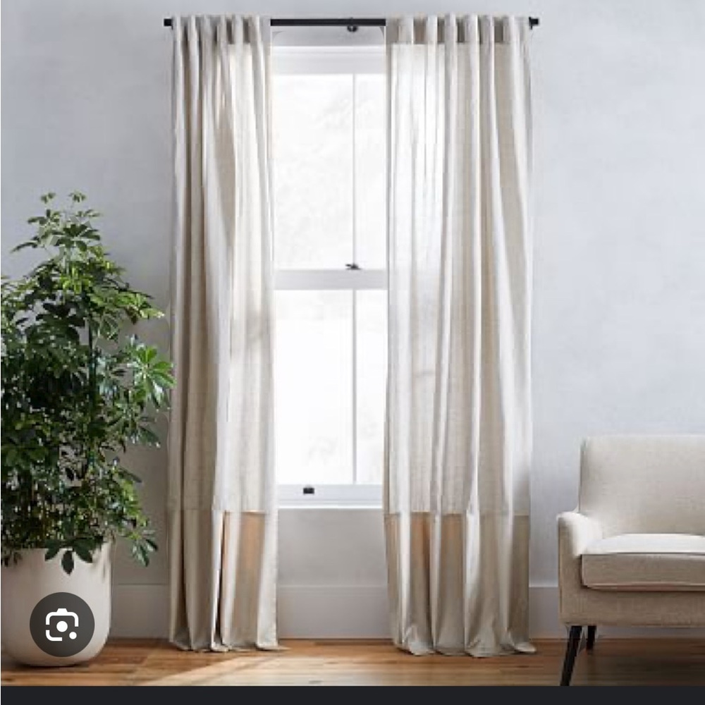 4 WEST ELM flax linen and luster velvet curtains
